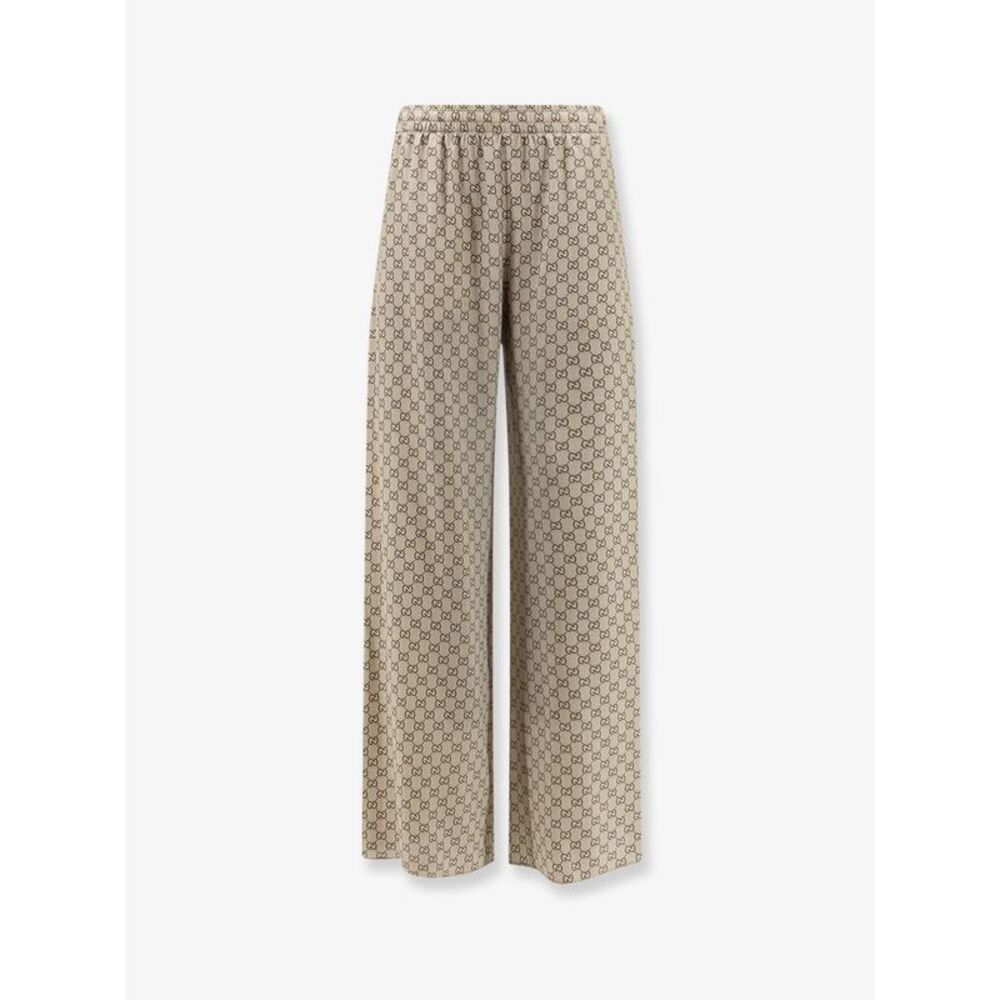 Gucci Women Gucci Primavera Silk Trousers With Gg Print